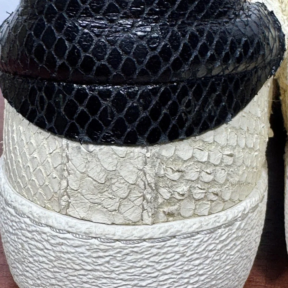 AllSaints Womens Snake‎ Print Leather Low Top Sneakers Cream Black Sz EU 39/8.5